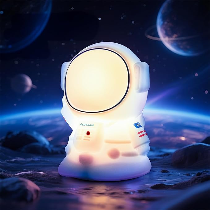 Night Light for Kids, Rechargeable Dimmable Silicone LED Nightlight with 7 Colors, Baby Nursery Night Lamp, Touch Squishy Lamp, Cute Gifts for Girls, Boys, Toddler Room Decor, Astronaut - Bloomnest