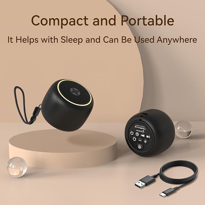 Portable Sound Machine Small Mini White Noise Machine Brown Noise 30 Soothing Sounds Rechargeable Speaker Block Noise 4 Memory Function Natural Baby Adults Kids for Travel Office Privacy Improve Sleep