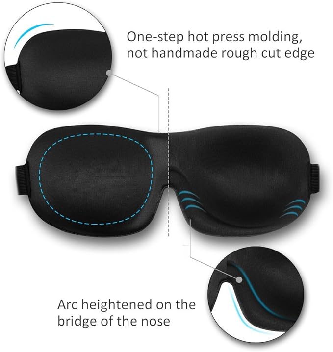 Sleep Mask Invisible Alar Deep Orbit 3D Eye Mask Ultra Lightweight & Comfortable Sleeping Mask for Travel, Nap Shift Works Black & Lavender - Bloomnest