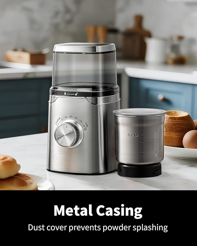 SHARDOR Electric Blade Coffee Grinder, Timed Grind Control Rotary Knob, All-stainless steel shell,Adjustable,for Coffee Beans, Spices & Herbs, with 1 Removable Stainless Steel Bowl,Sliver - Bloomnest