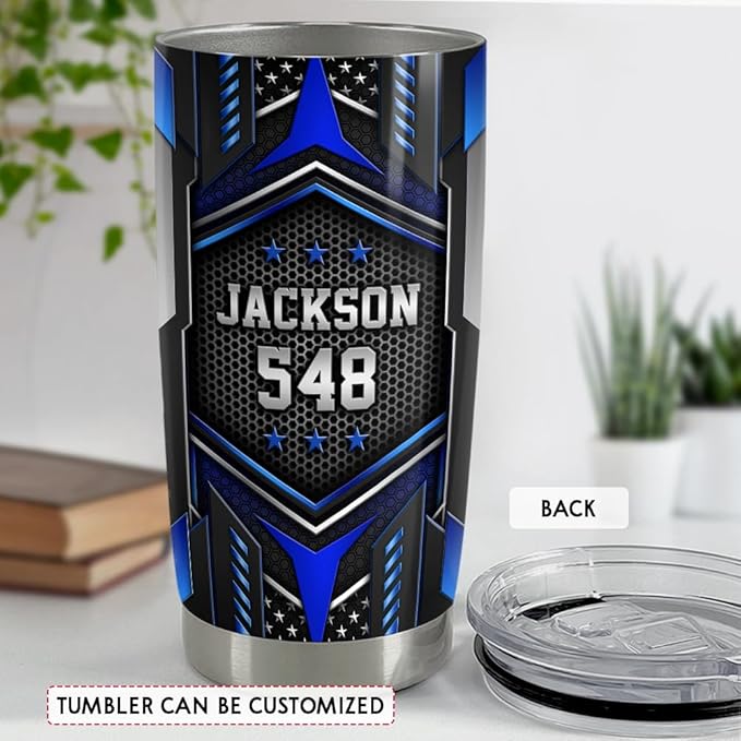 SANDJEST Personalized Police Tumbler - 20oz & 30oz Insulated Tumblers with Lid - Coffee Travel Mug Cup - Police Officer Gifts for Men & Women - Bloomnest