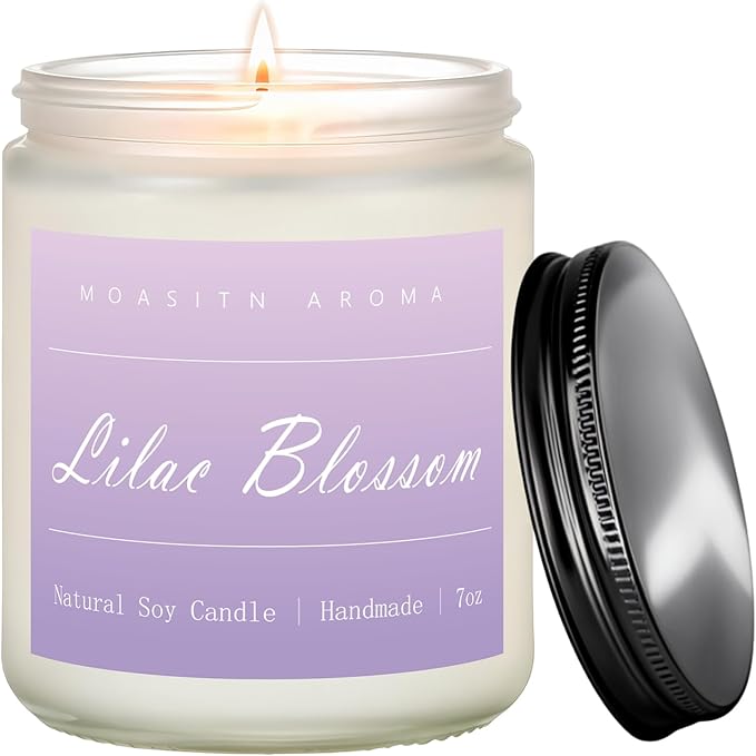 MOASITN Lilac Blossom Spring Soy Candle| Lavender,Lilac,Lemon Scented Candle for Home| Long Burning Aromatherapy Candle| Jar Candel Gift for Women,Men as Birthday,Relaxing,Housewarming Gifts| 7oz - Bloomnest