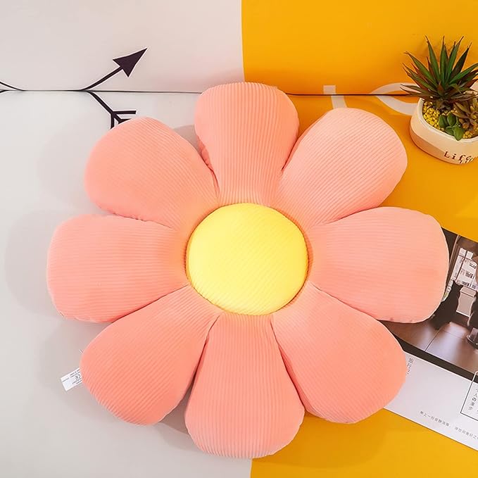Flower Shaped Throw Pillow - Soft Seating Cushion for Bedroom, Sofa, Bed, Reading - Floor Plush Room Decor (15 inch, Pink) - Bloomnest