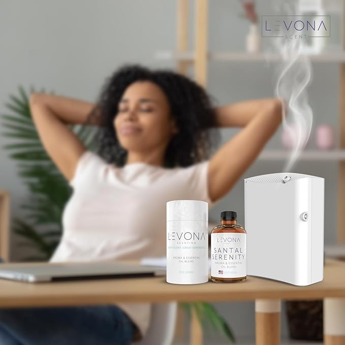 Levona Scent Santal Serenity Essential Oil: Notes of Sandalwood, Papyrus & Amber - aromatherapy oils for hotel, home and office - Fragrance oil for diffusers & Humidifiers - Home Luxury Scents -500 Ml LEVONASCENT