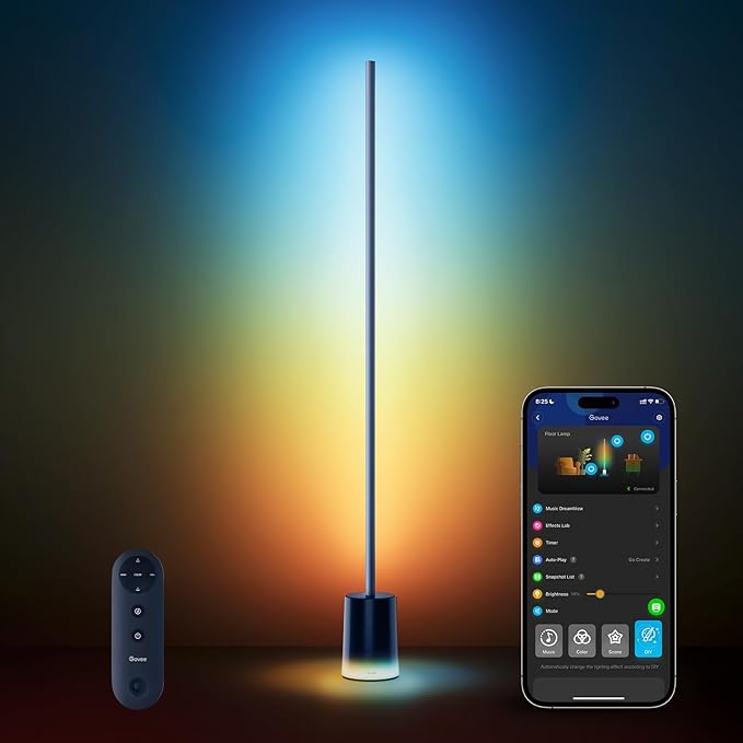 Govee Floor Lamp 2 with Matter, RGBIC, Warm Cool White LED, Alexa Compatible, 1725lm, Music Sync, Scene Modes, Smart Floor Lamp for Living Room, Bedroom, Blue(1 Pack) - Bloomnest
