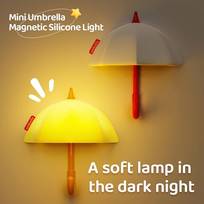 Umbrella Night Light for Kids,Light-Up Magnetic Fridge Lamp, Rechargeable Silicone Lamp for Baby Nursery,3 Levels Dimmable 30 minute timer,Squishy Bedside Night Lamp for Bedroom Kitchen - Bloomnest