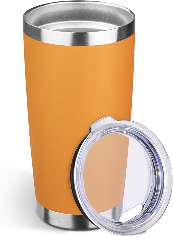StarSpeed 20oz Tumbler Bulk with Lid, Stainless Steel Insulated Tumblers Double Wall Vacuum Insulated Travel Mug, Powder Coated Coffee Cups for Hot and Cold Drinks(Orange,1) - Bloomnest