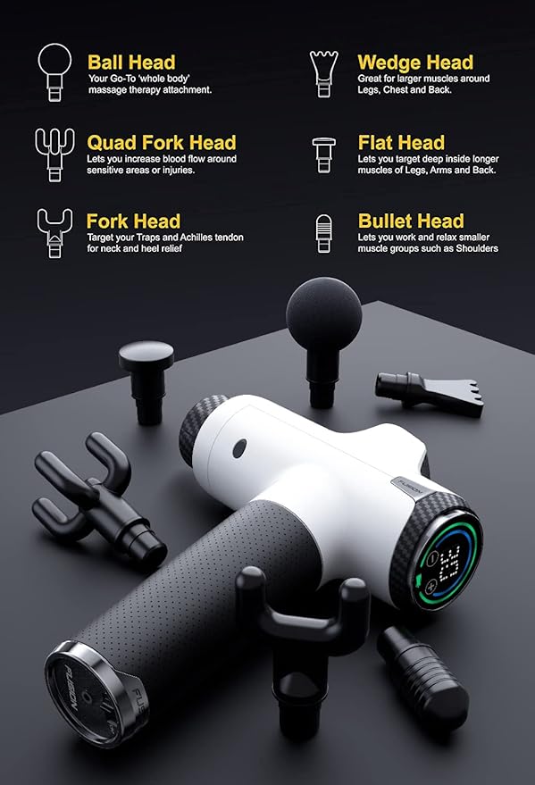 Fusion Black Pro Deep Tissue Massage Gun for Athletes - Percussion Muscle Massager for Pain Relief and Relaxation - Chiropractor Body Massager - Bloomnest