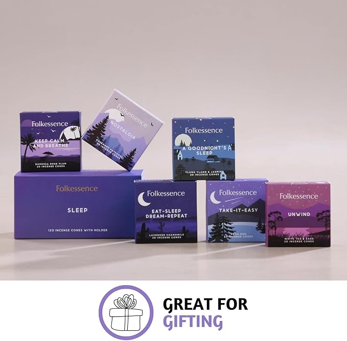 Folkulture Incense Cones Scented | Set of 6 Fragrances (120 Cones) with Incense Cones Holder for Relaxation | Rosemary Jasmine, Patchouli Incense, Lavender Incense Variety Pack | Inscents-Cones