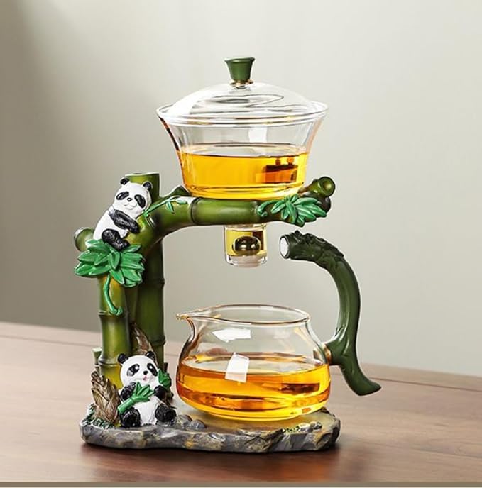 Magnetic TeaPot Automatic Drip Glass Teapots Lazy Kungfu Tea Infuser Panda Heat-Resistant Tea Maker Set