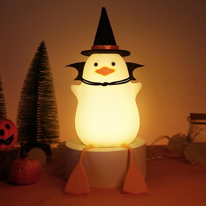 Attivolife Duck Night Light for Kids, LED Bedside Table Silicone Lamp, Timer Dimmable Animal Magician Touch Control Nursery Portable, Halloween Birthday Gift for Boy Girl (Bat Wing) - Bloomnest