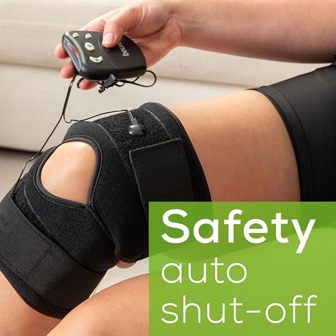 Beurer EM29 2-in-1 Knee and Elbow TENS Machine for Pain Relief with 20 Intensity Levels, 4 Programs, and Reusable Water Contact Electrodes, Digital Muscle Stimulator Device