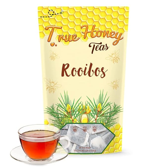 True Honey Rooibos Tea Bags - Honey Crystals Blended in Every Sachet - Decaf Red Rooibos Tea - All Natural Organic Herbal Caffeine Free Tea Bag 24 Count - Bloomnest