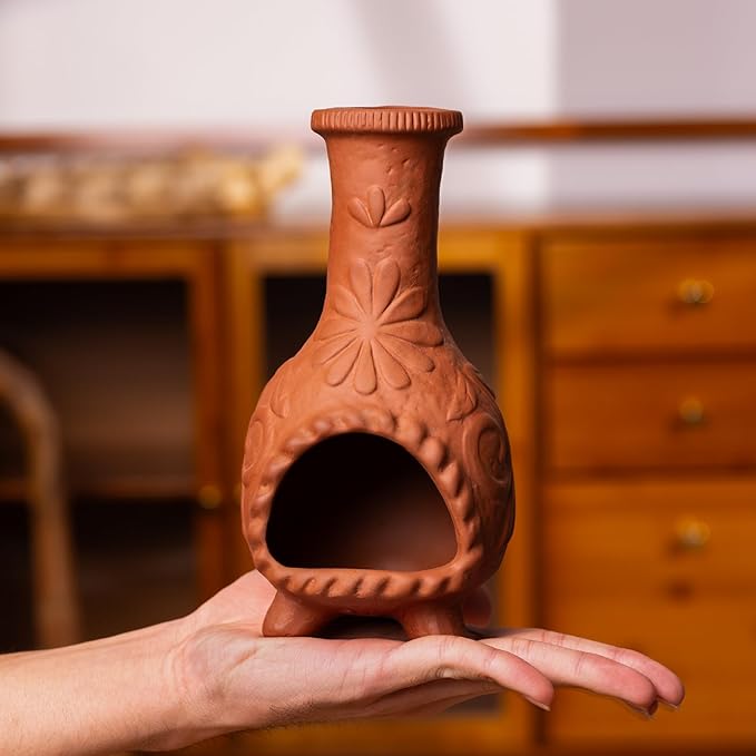 Palo Santo Mini Chiminea – Elegant Ceramic Incense Holder for Cleansing and Relaxation – Handcrafted Sage Texture Stand, Ideal for Meditation and Altars – Durable Design for Sticks Burning - Bloomnest