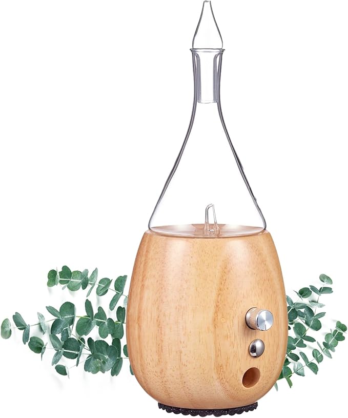 Raindrop 2.0 Nebulizing Diffuser for Essential Oil Aromatherapy Light-Colored Wood Base