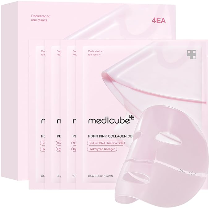 medicube Jelly Gel Mask with Salmon DNA PDRN Pink Collagen | Overnight Face Mask for Glass Glow Skin | Elasticity, Hydrating, Firming and Moisturizing | Korean Skincare, 28g x 4ea - Bloomnest