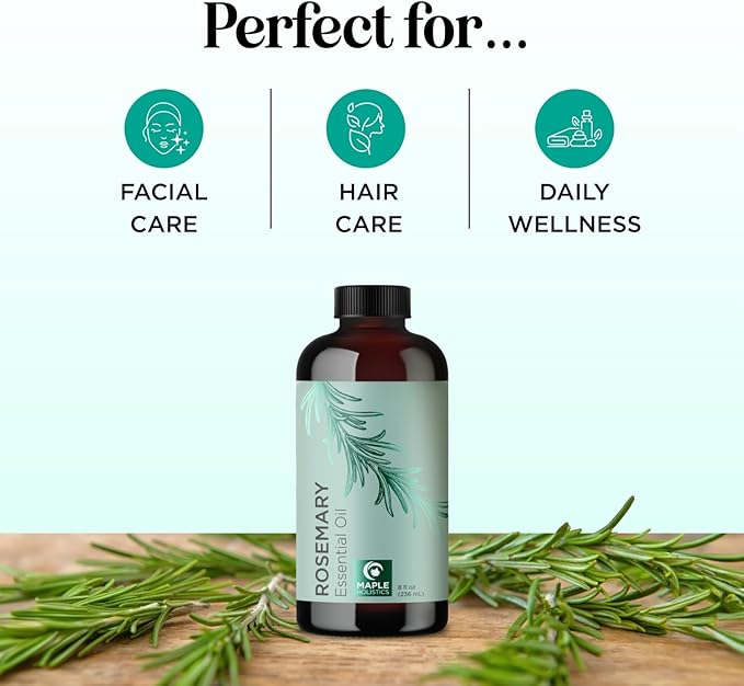 Pure Rosemary Essential Oil Bulk Size - Undiluted Rosemary Oil for Hair Skin and Nails and Refreshing Aromatherapy Oil for Diffusers - Cleansing Essential Oil for Dry Scalp Care 8oz - Bloomnest