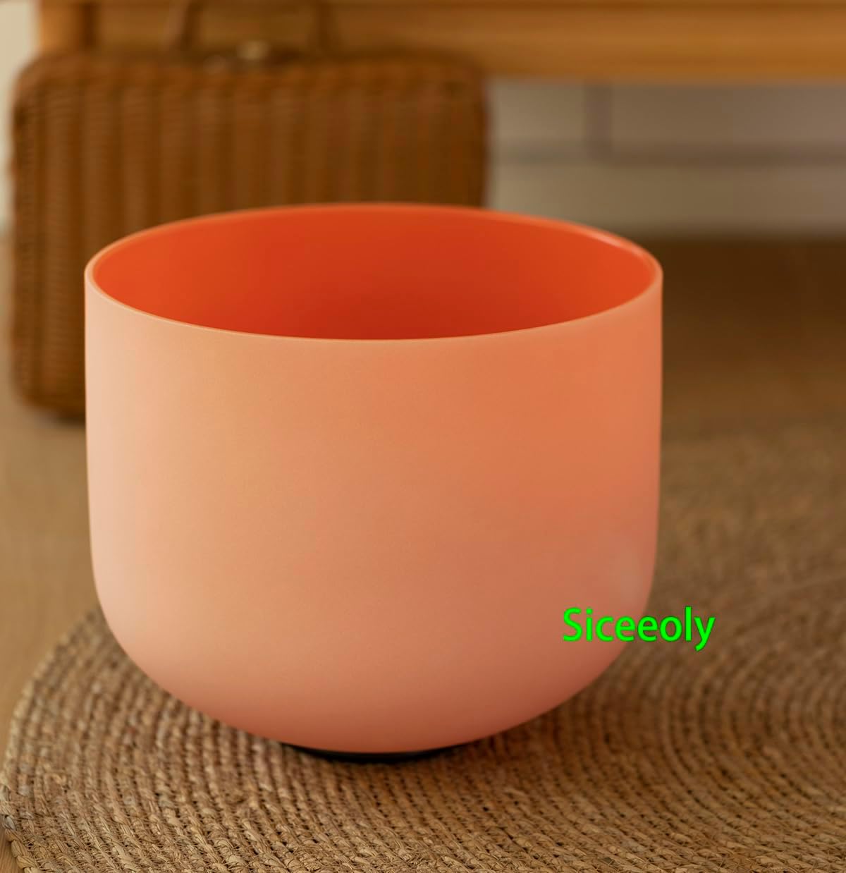 10 inch D Note 432hz Orange Color Crystal Singing Bowl Navel Chakra Meditation Sound Healing with Durable Carrying Case Suede Mallet Striker O-ring