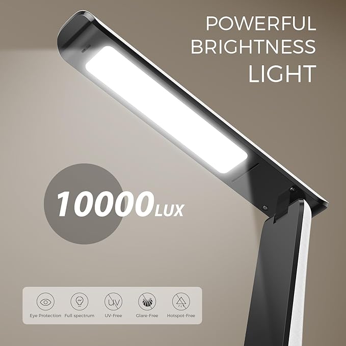 Light Therapy Lamp, 10000 LUX UV-Free LED Sunlight, Full Spectrum Mood Light With Touch Control and Night Light Function for Work, Office, Home - White - Bloomnest