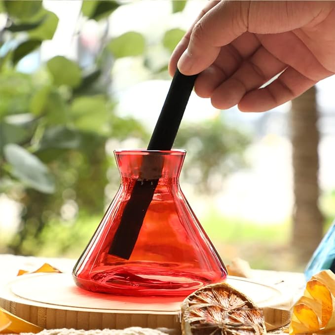 WAIT FLY Creative Glass Diffuser Bottles for Essential Oils, Replacement Diffusers, Reed Sticks, Crafts, Spa, Home Decoration-Red-7 OZ WAIT+FLY
