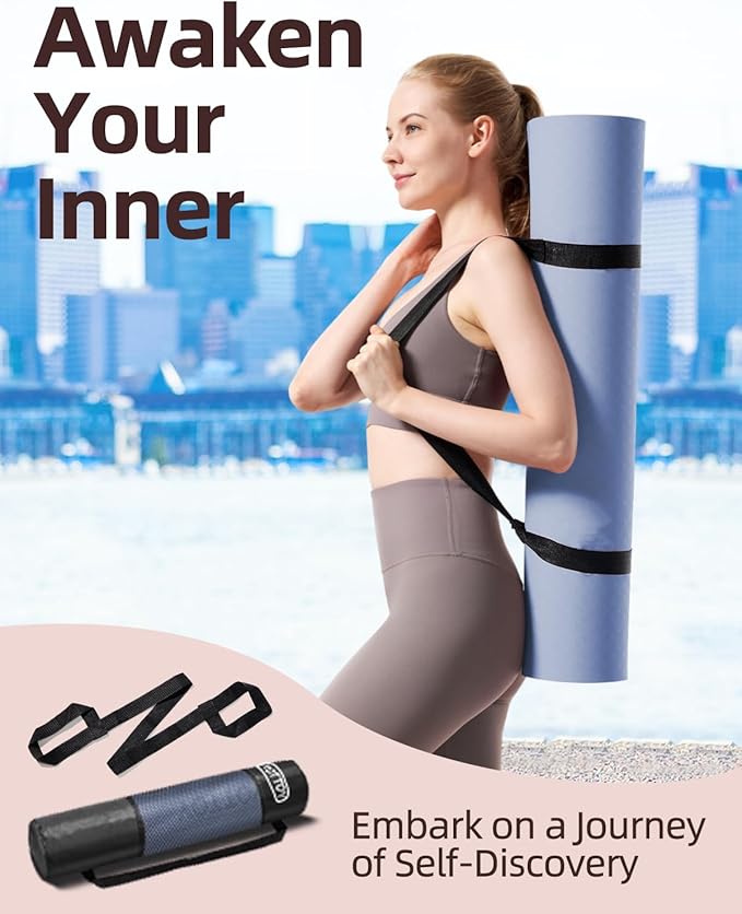 YOTTOY Yoga Mat, 72"x 32"x1/3" Extra Wide Non-Slip Exercise Fitness Yoga Mats,Eco-Friendly TPE Exercise Mats for Women Men Home Workout with Strap Bag - Bloomnest