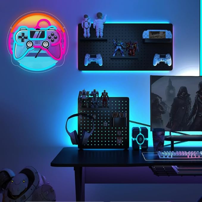 Gamer Neon Sign, Gaming Neon Sign for Gamer Room Decor Game LED Lights for Bedroom Wall Decor Gamepad Dimmable Neon Gaming Sign for Party Decorations Teen Boys Gift USB Powered(12.6"*12.6") - Bloomnest