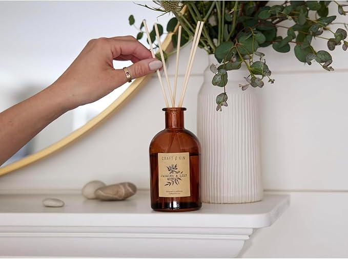 Craft & Kin Reed Diffuser Sticks – 3 Pack of 8 Natural Rattan Sticks per Pouch – Home Fragrance Refill, Eco-Friendly Reed Replacement for Essential Oil Diffusers CraftKin