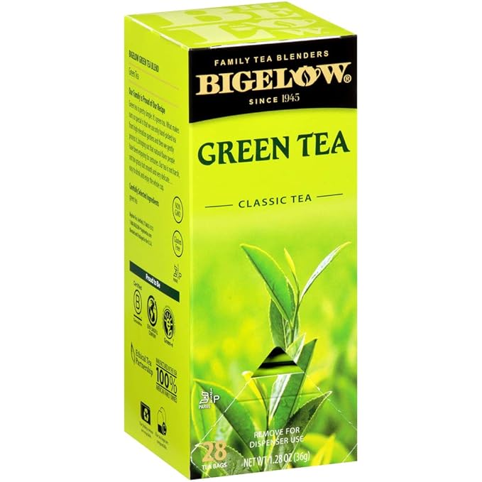 Bigelow Green Tea 28-Count Boxes (Pack of 6) Premium Bagged Green Tea Bright Antioxidant-Rich All Natural Medium-Caffeine Tea in Individual Foil-Wrapped Bags - Bloomnest