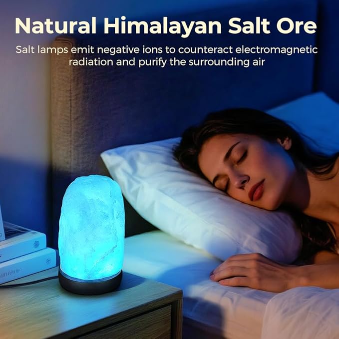 Small Remote Salt Himalayan Salt Lamp 16 Colors, Natural Crystal Salt Rock Lamp Hand Carved Night Lights, USB Salt Crystal Lamp Remote Control Salt Lamp for Home Decor and Gift (1.9lb)