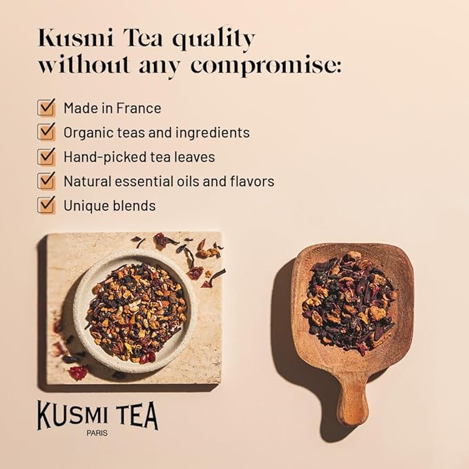 Kusmi Tea - Sampler Assortment Variety Box - Gift Idea for Men and Women - Organic Tea - Green Tea, Black Tea, Herbal Tea, Detox - Loose Leaves - 5 Tins of 0,9 oz - Bloomnest