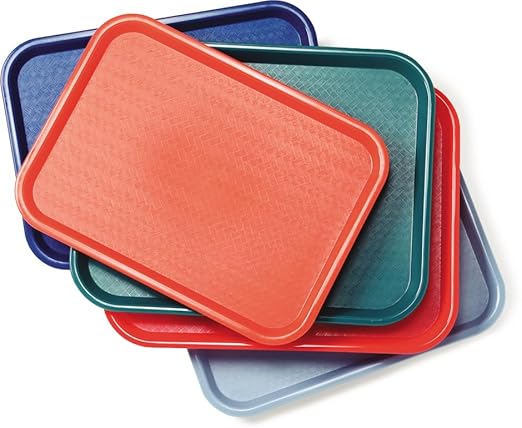 Carlisle FoodService Products Cafe Cafeteria Tray, Meal Tray, Fast Food Tray with Patterned Surface for Cafeterias, Fast Food, and Dining Room, Plastic, 10 x 14 Inches, Slate Blue, (Pack of 24) - Bloomnest
