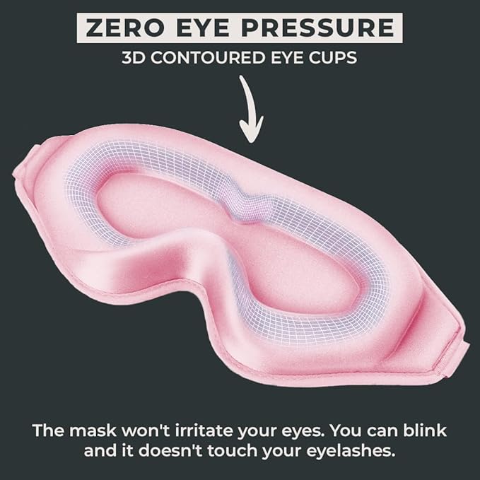 FlyHugz® 3D Travel & Home Sleep Mask | Ultra-Soft, 100% Light-Blocking Eye Mask for Deeper Sleep | Zero Eye Pressure, Adjustable Strap with Nose Bridge Design | Perfect for Travel and Insomnia - Bloomnest