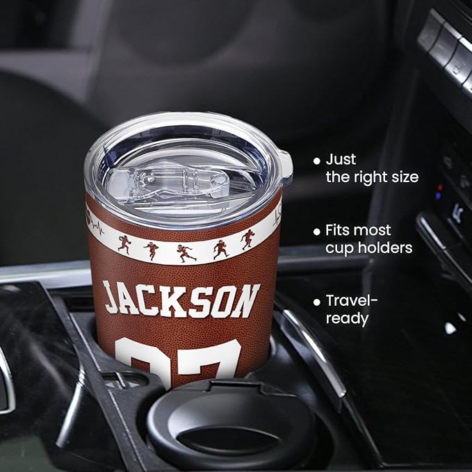 SANDJEST Football Tumbler 20oz 30oz Insulated Stainless Steel Coffee Cup Travel Mug Gift for Coaches Men Women Gifts for Football Fans Birthday Christmas - Bloomnest