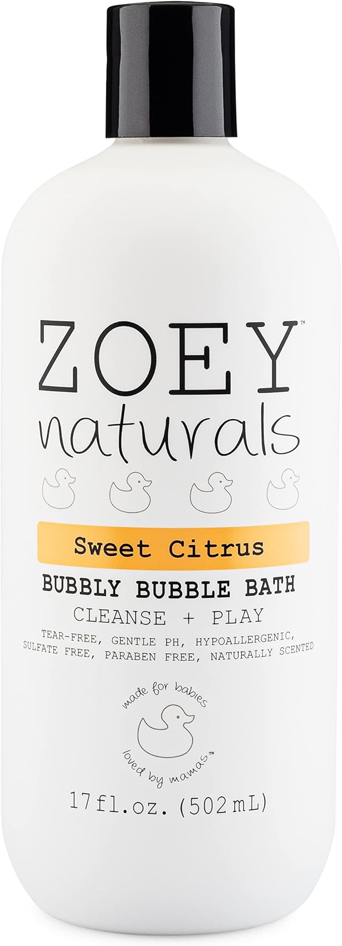 Zoey Naturals - Sweet Citrus Bubble Bath for Kids & Babies - Organic Tear-Free, Non-Toxic Toddler Soap with Moisturizing Aloe & Avocado Oil - Long Lasting Bubbles - Made in USA, 17 oz - Bloomnest