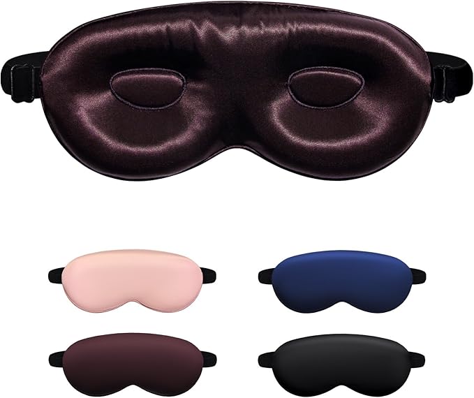 Luxury 22 Momme 100% Mulberry Silk Sleep Mask – 3D Eye Mask with Adjustable Strap, Gentle on Skin and Eyes, Provides Complete Light Blockage for Deep Sleep (Burgundy, Adjustable) - Bloomnest