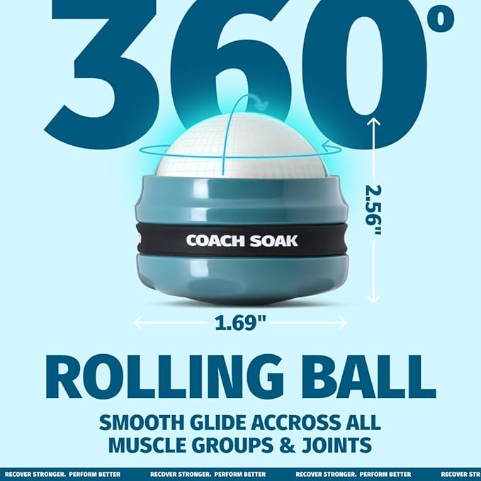 Coach Soak Massage Roller Ball – Dual Hot & Cold Stainless Steel CryoBall with Silicone Control Grip, Handheld Recovery Roller Glides Easily for Deep Tissue Massage – 2X Magnesium Cream Included - Bloomnest