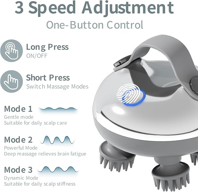 ScalpHero Smart Scalp Massager 2.0, Portable Heated Head with 128 Massage Nodes, Scalp Hero Electric Head Massager for Stress Relief, Deeply Clean Scalp Soothes Nerves & Promotes Hair Growth Bloomnest