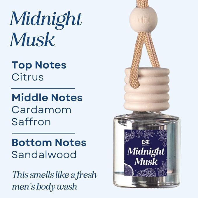 CANDECraftCo Car Air Hanging Fragrance Oil, Car Auto Freshener for Essential Oils, Scents Fragrance Aromatherapy Automobile Diffuser, Long Lasting (Midnight Musk) - Bloomnest