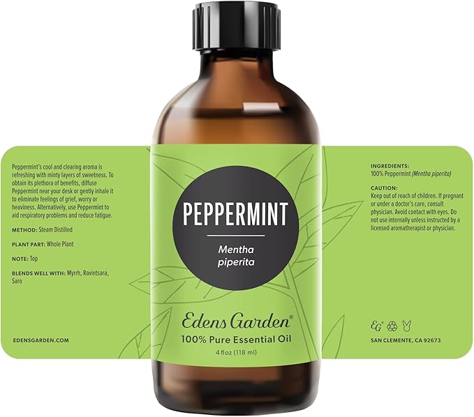 Edens Garden Peppermint Essential Oil- 100% Pure Premium Grade, Undiluted, Natural, Therapeutic, Aromatherapy, The Best for Diffuser, Candle, Laundry, Hair 118 ml (4 fl oz) EdensGarden