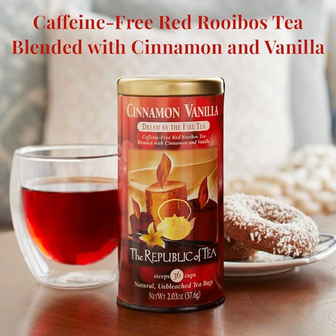 The Republic of Tea — Cinnamon Vanilla, Dream by the Fire Tea, 36 Tea Bags, Caffeine-Free - Bloomnest