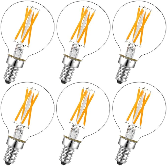 LiteHistory e12 led dimmable g16.5 Light Bulb 6W Equal 60 Watt 600lm AC120V e12 Candelabra Bulb 60 Watt for Chandeliers,Ceiling Fan,Vanity Warm White 2700K Globe e12 Light Bulb 6Pack - Bloomnest