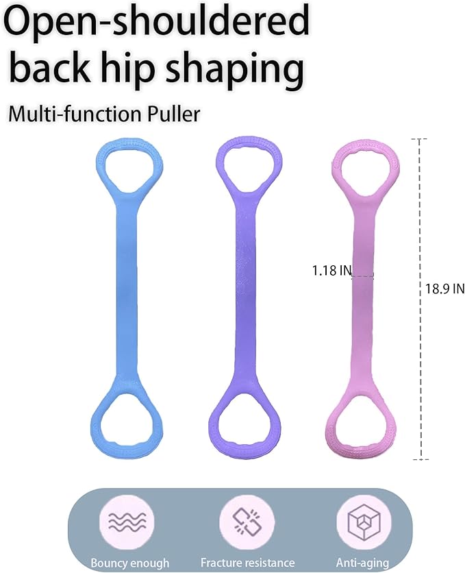 Figure 8 Resistance Band With Handles, Elastic Bands for Working Out,Arm,Back,Shoulder Training Elastic Ropes,Exercise Equipment for Yoga, Pilates,Physical Therapy Stretching（3 Pack） (Purple) - Bloomnest