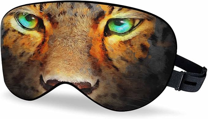 Cheetah Eyes Sleep Eye Mask Realistic Modern Abstract Animal Painting Men Women Sleep Mask with Adjustable Strap Eye Cover Eye Shade for Travel, Nap,Meditation - Bloomnest