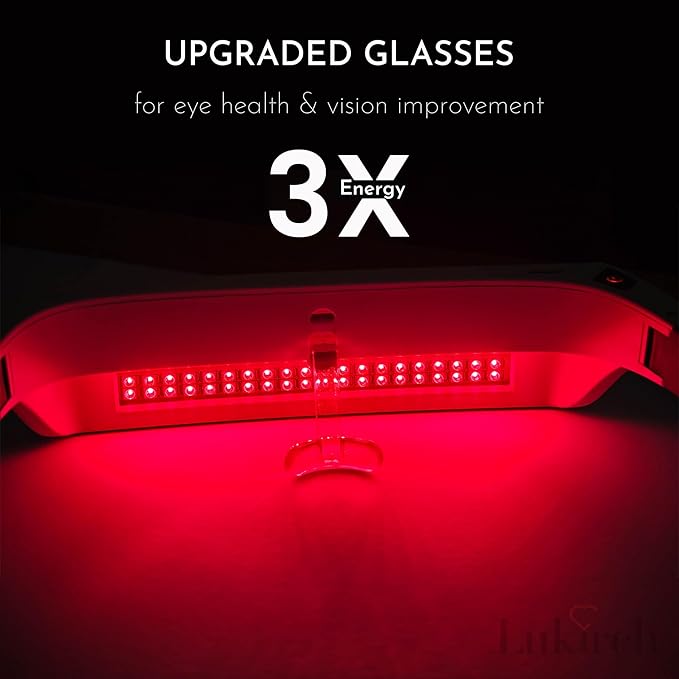 Red Light Therapy Glasses 670nm - Supports Eye Comfort & Visual Wellness, Wearable Red Light Therapy Glasses - UV-Free LED Light, Helps Relieve Eye Fatigue (Red Light) Lukirch