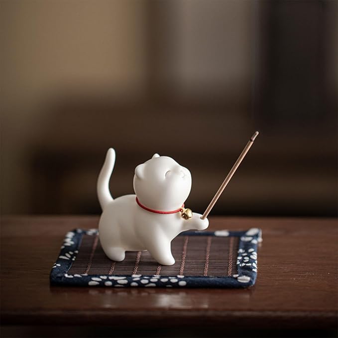 Set of Cats Incenses Holder Home Accent Ceramic Cats Incenses Stick Stand Multifunctional Home Decors - Bloomnest