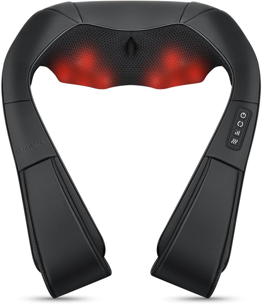 Medcursor Neck Massager, Portable Electric Neck and Back Massager with Heat, Deep Tissue 3D Kneading Pillow for Muscle Pain Relief, Ideal Father’s Day Gift, Not Cordless