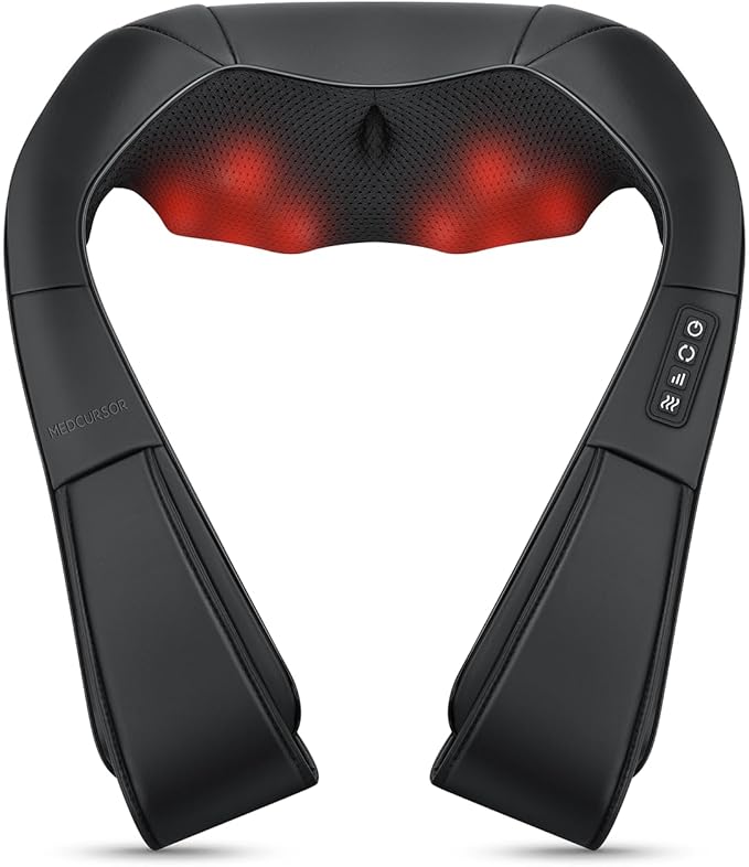 Medcursor Neck Massager, Portable Electric Neck and Back Massager with Heat, Deep Tissue 3D Kneading Pillow for Muscle Pain Relief, Ideal Father’s Day Gift, Not Cordless - Bloomnest