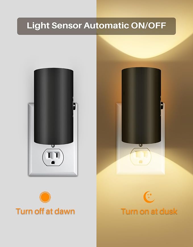 Night Lights Plug into Wall, LED Plug in Night Light, Dusk to Dawn Light Sensor, 0-100LM Adjustable Brightness Wall Light, Soft White 3000K, Dimmable Night Lights for Hallway Bedroom Stairway, 2 Pack - Bloomnest