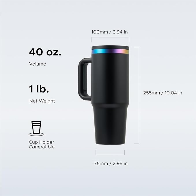 OMTech 40 oz. Tumblers with Handle & Lid, 12 Pack Tumbler Bulk with Double Wall Vacuum Insulation, Food-Grade Stainless Steel Insulated Coffee Mug, Sweatproof Travel Mug for Hot Cold Drinks, Black - Bloomnest