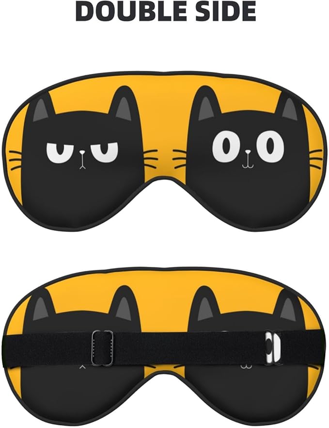 Black Cat with Big Eyes Sleep Mask, Soft Comfort Eye Shade, Adjustable, Breathable, Skin Friendly, Blocks Light, Perfect for Travel, Home, Airplanes, Trains or Anywhere - Bloomnest